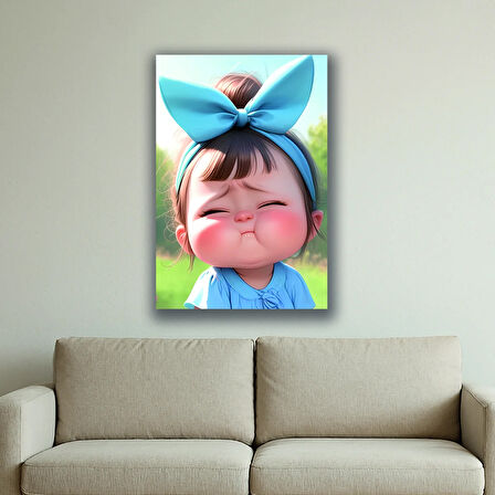 tombul yanaklı kız çocuğu baskılı kanvas duvar tablosu