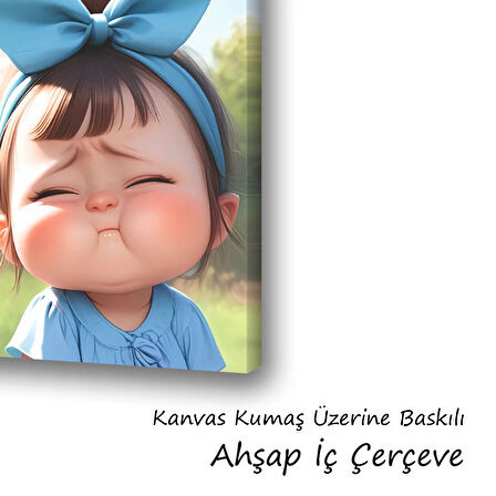 tombul yanaklı kız çocuğu baskılı kanvas duvar tablosu