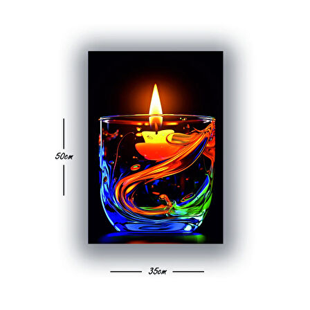 bardaktaki mum romantik baskılı kanvas duvar tablosu