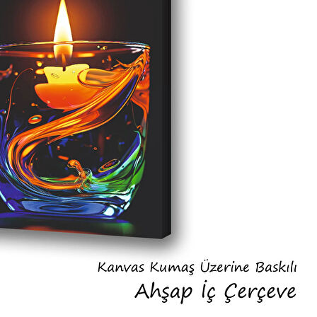 bardaktaki mum romantik baskılı kanvas duvar tablosu