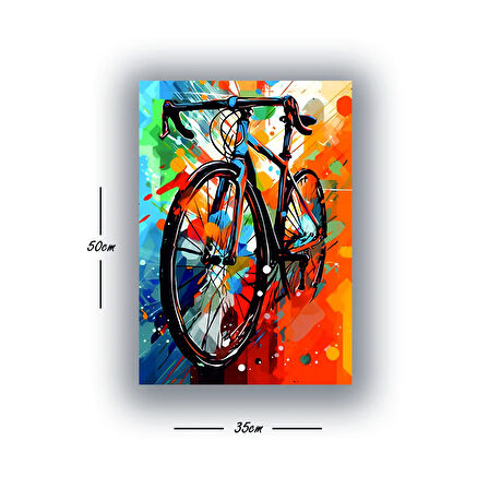 bisiklet renkli desenler baskılı kanvas duvar tablosu