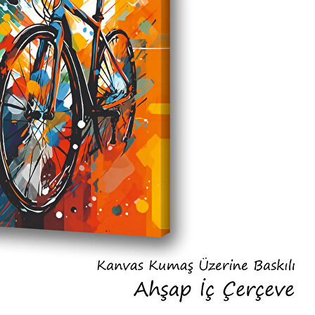 bisiklet renkli desenler baskılı kanvas duvar tablosu