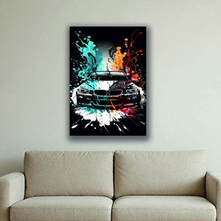 araba boya patlamalı baskılı kanvas duvar tablosu