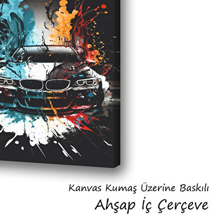 araba boya patlamalı baskılı kanvas duvar tablosu