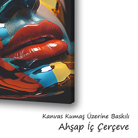 kadın makyaj dudak baskılı kanvas duvar tablosu