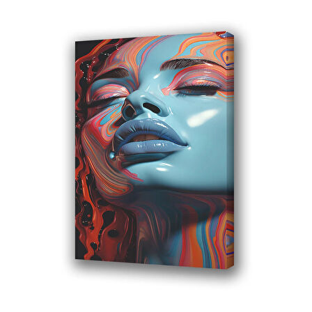 kadın surat boya baskılı kanvas duvar tablosu