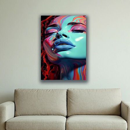 kadın surat boya baskılı kanvas duvar tablosu