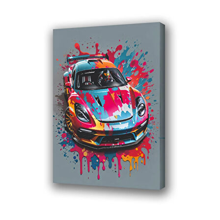 spor yarış arabası boya baskılı kanvas duvar tablosu
