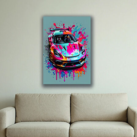 spor yarış arabası boya baskılı kanvas duvar tablosu