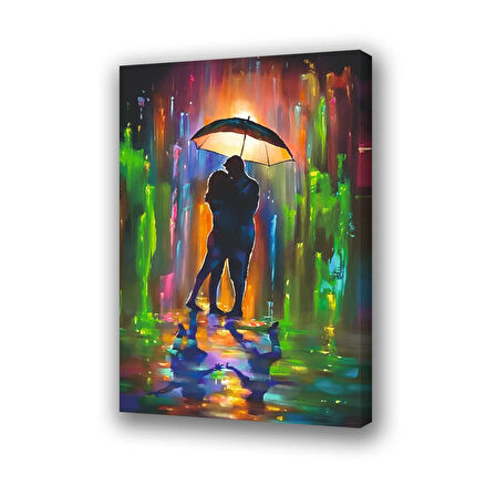 eş sevgili yağmur dansı baskılı kanvas duvar tablosu