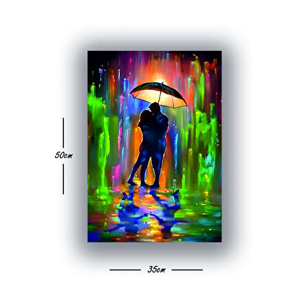 eş sevgili yağmur dansı baskılı kanvas duvar tablosu