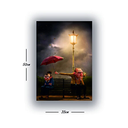 yaşlı karı koca küs baskılı kanvas duvar tablosu