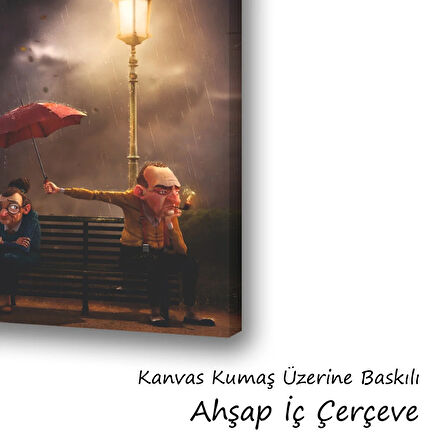 yaşlı karı koca küs baskılı kanvas duvar tablosu