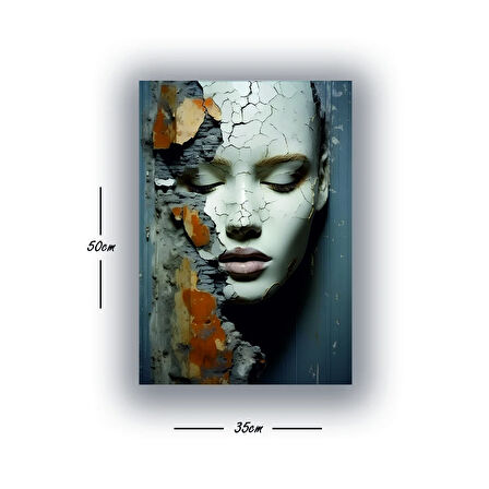 duvar efekti kadın surat baskılı kanvas duvar tablosu