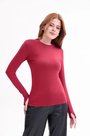 Parmak Detaylı Bisiklet Yaka Body