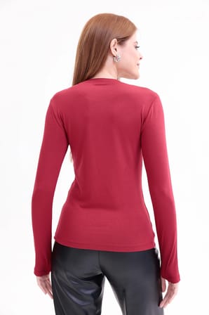 Parmak Detaylı Bisiklet Yaka Body