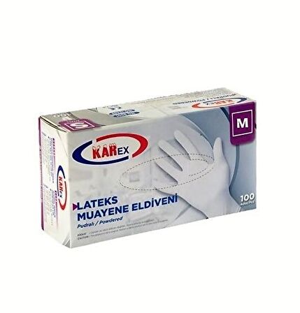 Omnipazar Karex Lateks Pudralı Eldiven 100'lü Paket Beyaz Medium