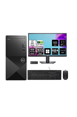 Vostro 3030MT Core i3 12100 GT 1030 4GB 16GB RAM 512GB SSD 27" FHD Win11 Home N6001VDT3030MTP1041 Masaüstü Bilgisayar + PER4 USB Bellek