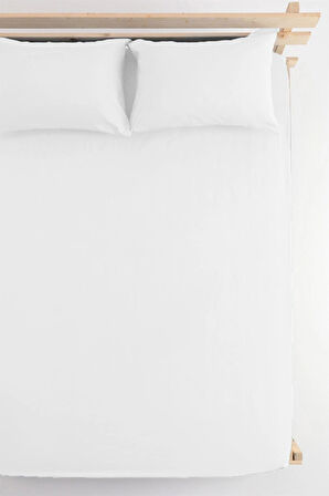 Beyaz Çarşaf Lastiksiz 180x280 cm ve 1 Adet Yastık Kılıfı