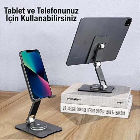 Coofbe Katlanabilir Ayarlanabilir 360 Dönebilen Masaüstü Tablet Standı Tablet Tutucu Telefon Tutucu