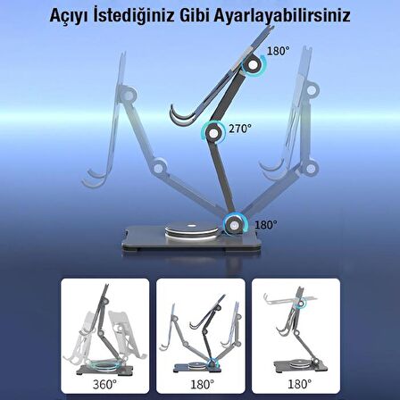 Coofbe Katlanabilir Ayarlanabilir 360 Dönebilen Masaüstü Tablet Standı Tablet Tutucu Telefon Tutucu