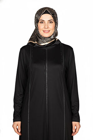 Elele Kadın Livia Büyük Beden Nervürlü Boydan Siyah Elbise