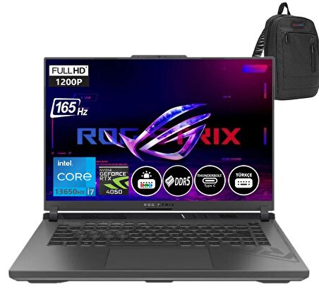 Asus ROG Strix G16 13. Nesil Intel i7-13650HX 16GB DDR5 Ram 512GB SSD 6GB RTX4050 16 inç FHD+ 165Hz Freedos Taşınabilir Bilgisayar BMG614JU319401