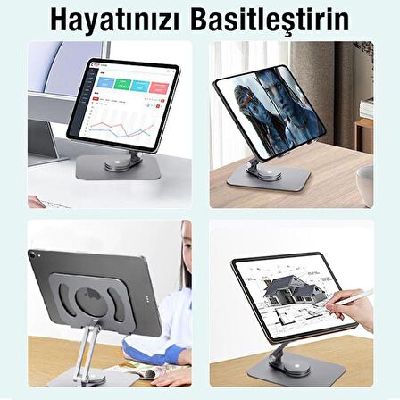 Coofbe Metal 360 Derece Dönebilen Açı Ve Yükseklik Ayarlı Masaüstü Tablet Standı Tablet Tutucu Stand