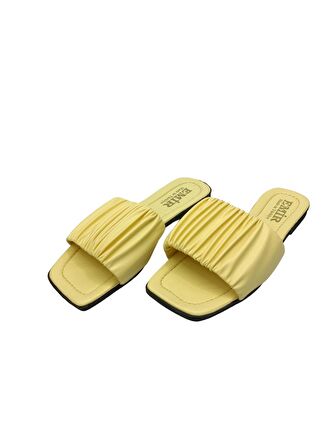 SİA ÇANTA Önü Büzgülü Model Kadın Terliği , Rahat Sandelet Tarzı Kaydırmaz Taban Kadın Terlik