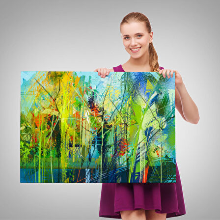 Soyut Yağlıboya Görünüm Dekoratif Kanvas Duvar Tablosu-3553