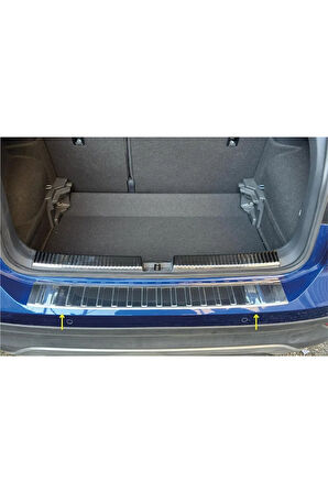 Vw T-cross 2018> Krom Arka Tampon Üstü Koruma Paslanmaz Çelik Parlak