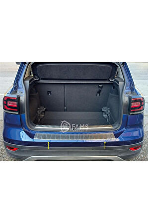 Vw T-cross Krom Arka Tampon Üstü Koruma 2018> Paslanmaz Çelik Taşlı
