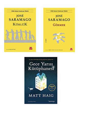 jose saramago korluk+jose sarmago gormek+gece yarisi kutuphanesi= 3 set