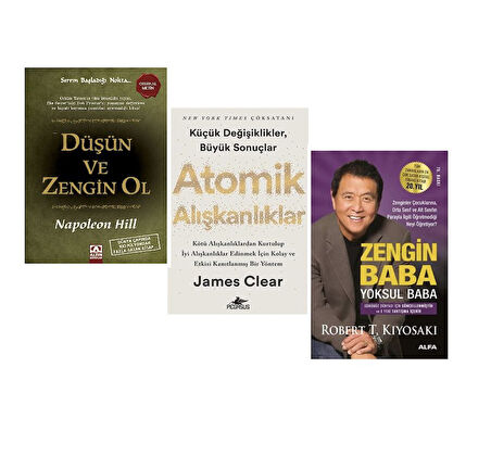 dusun ve zengin ol + atomik aliskanliklar + zengin baba yoksul baba = 3 set