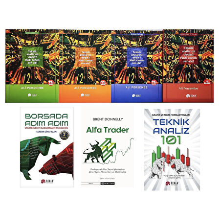 teknik analiz mi dedin hadi canim sen de( 4 set) + borsada adim adim + alfa trader + teknik analiz 101 (grafik ve mum formasyonlari ) toplam 7 kitap