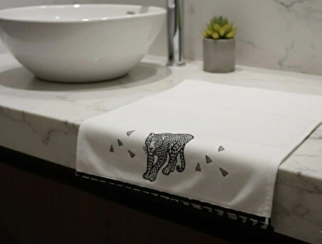 Kaplan Nakışlı El Yüz Havlusu 50x90(100% Pamuk)