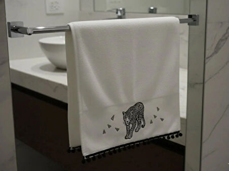 Kaplan Nakışlı El Yüz Havlusu 50x90(100% Pamuk)