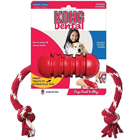 KONG Dental DişTemizliği Sağlayan İp Sallantılı Köpek Oyuncağı S