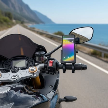 Evrensel Motosiklet Telefon Tutucu – Kaymaz, Kilitlenebilir Güvenli Tutuşlu, 360° Ayarlanabilir Gidon Bağlantılı Akıllı Telefon Aparatı (Timya/Go1395)  206668