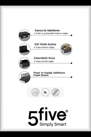 5five Simply Smart Dolap İçi Compact 5LT Çöp Kovası