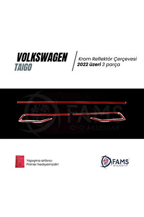 Vw Taigo Krom Reflektör Çerçevesi 3 Prç. 2022> Paslanmaz Çelik