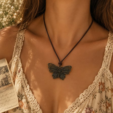 🦋 Hanori Butterfly Dreams Collection – Vintage Kelebek Kolye Ucu