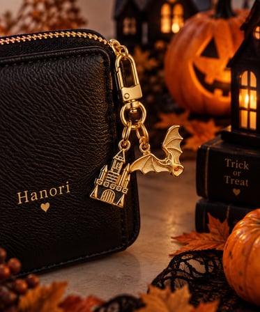 Cadılar Bayramı Yarasa & Şato Çanta Charmı – Golden Night 🦇🏰