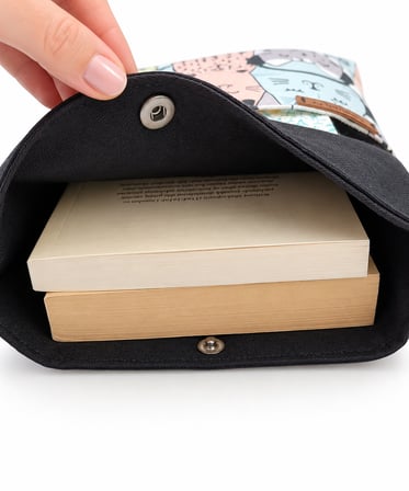 🐱 Hanori Kedi Desenli Kitap Kılıfı & Tablet Kılıfı – El Yapımı Çok Amaçlı Kılıf