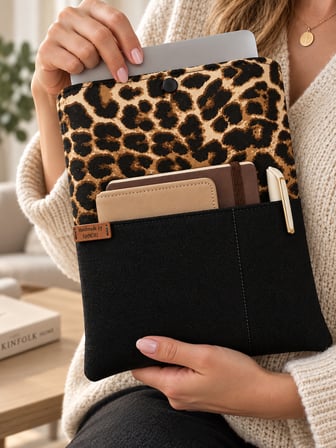 🐆 Hanori Leopar Desenli Kitap Kılıfı & Tablet Kılıfı – El Yapımı Çok Amaçlı Kılıf