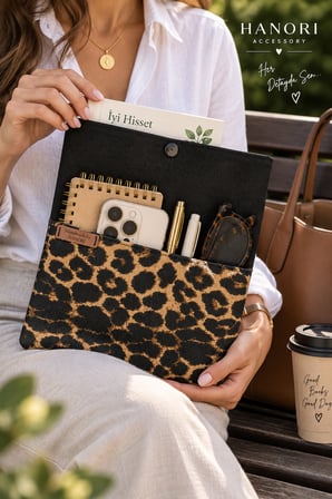 🐆 Hanori Leopar Desenli Kitap Kılıfı & Tablet Kılıfı – El Yapımı Çok Amaçlı Kılıf