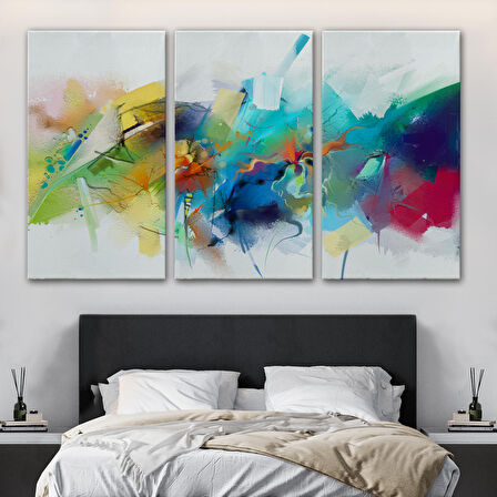 Soyut Fırça Darbeleri İle Yağlıboya Görünüm Dekoratif Kanvas Duvar Tablosu-3561