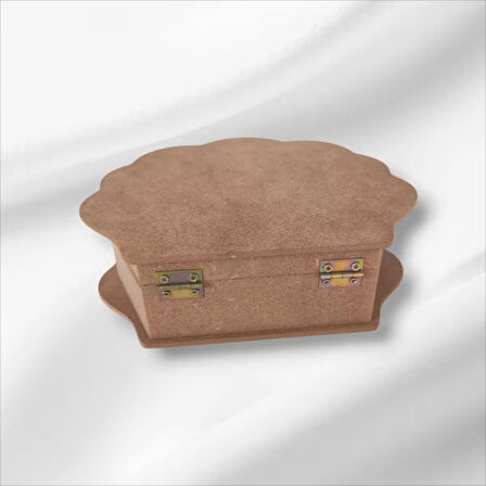 Ahşap Boyanabilir Takı-makyaj-aksesuar Dekoratif Midye Görünümlü Çok Amaçlı Kutu