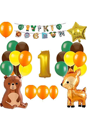 SAFARİ TEMALI DOĞUM GÜNÜ YAŞ BALON ZİNCİR SET