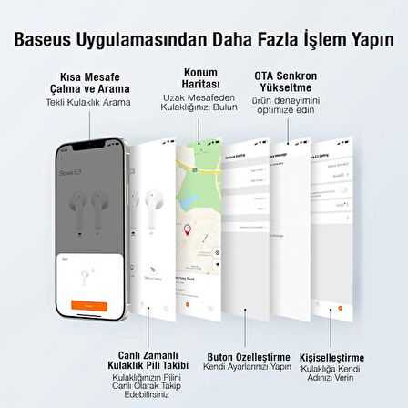 Baseus Dokunmatik Wireless TWS Bluetooth Kulaklık Su Geçirmez 330mAh Şarjlı Bluetooth Kulaklık